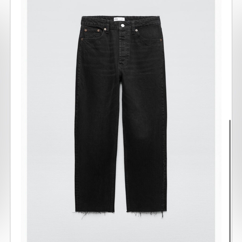 Zara, Straight Leg Jeans, Color: Black, Size: US 31